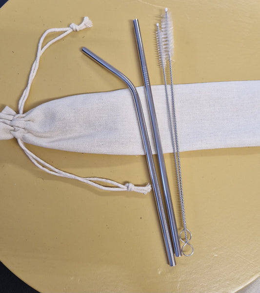 Metal Straws In Linen Pouch