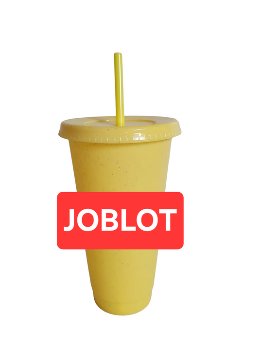 JOB LOT: 10 x Yellow Glitter Cold Cups