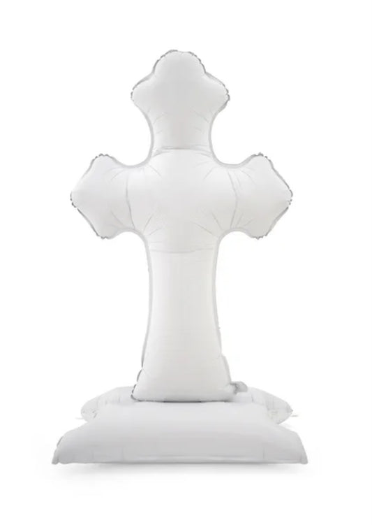 Large White Cross Balloons - Base Included