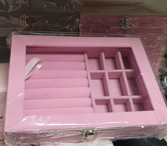 Pink Velvet Style Jewellery Box