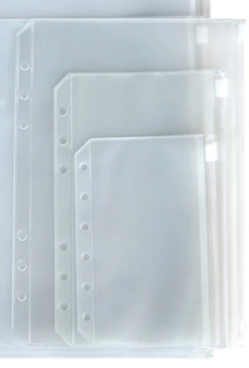 Plastic zip pouch for binders