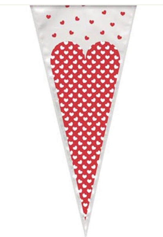 Love Heart Cellophane Cone Bags