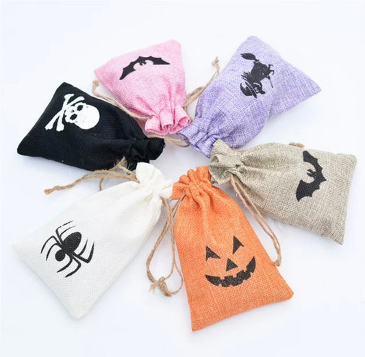 Halloween Drawstring Burlap Bags