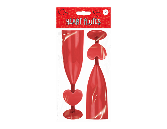 Loveheart Plastic Heart Flutes 2pk