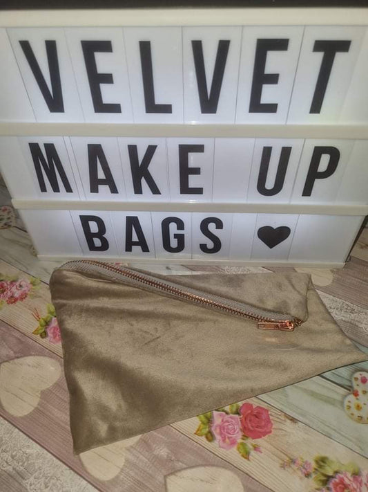 Grey Velvet Make Up Bag