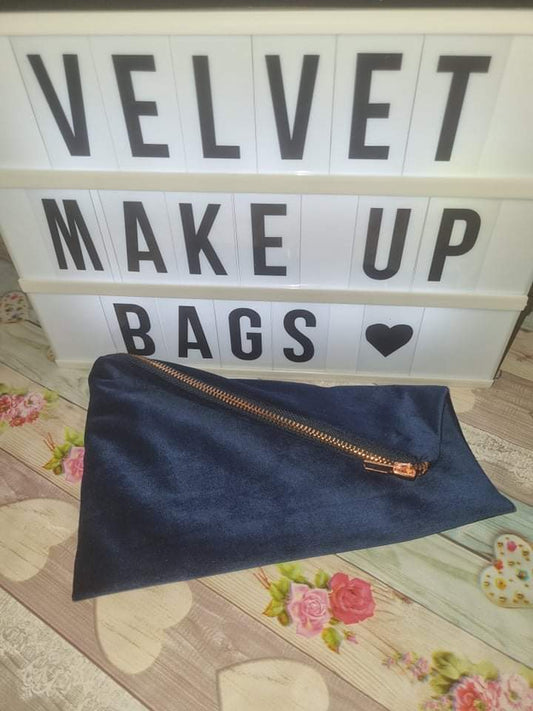 Royal Blue Velvet Make Up Bag