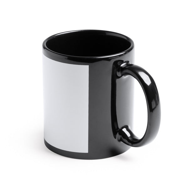 350ml Black Sublimation Mug With White Panel