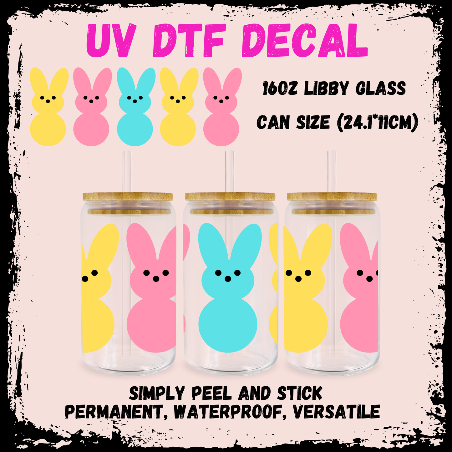 Easter UV DTF - Colourful Bunnies