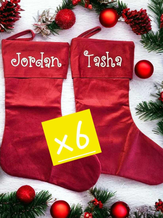 6* Luxury Velvet Style Christmas Stockings (BLANK)