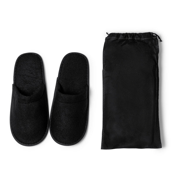 Hotel Style Slippers In Bag - Black