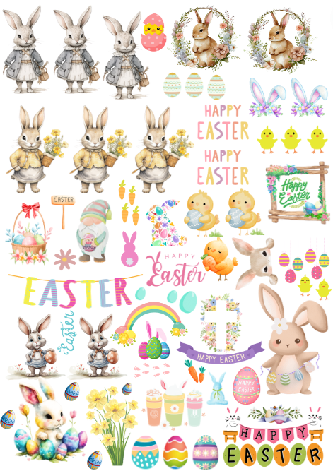 EASTER A4 Themed Sheets UV DTF