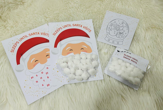 DIGITAL FILE - Sleeps Until Santa Visits - Cotton Wool Advent Calendar & Packaging