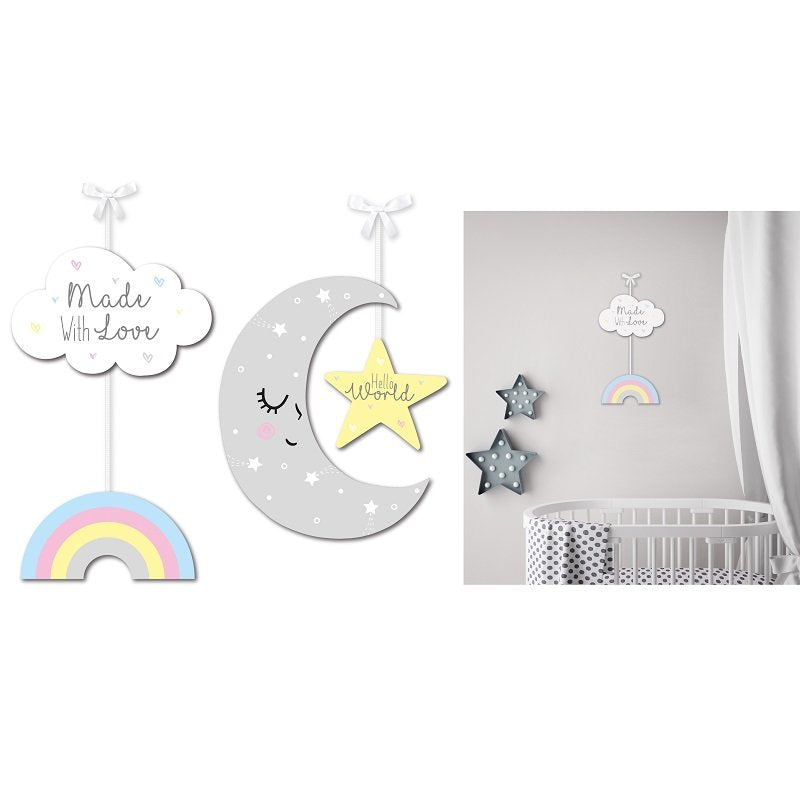 Hanging Wooden Moon/Rainbow Baby Sign