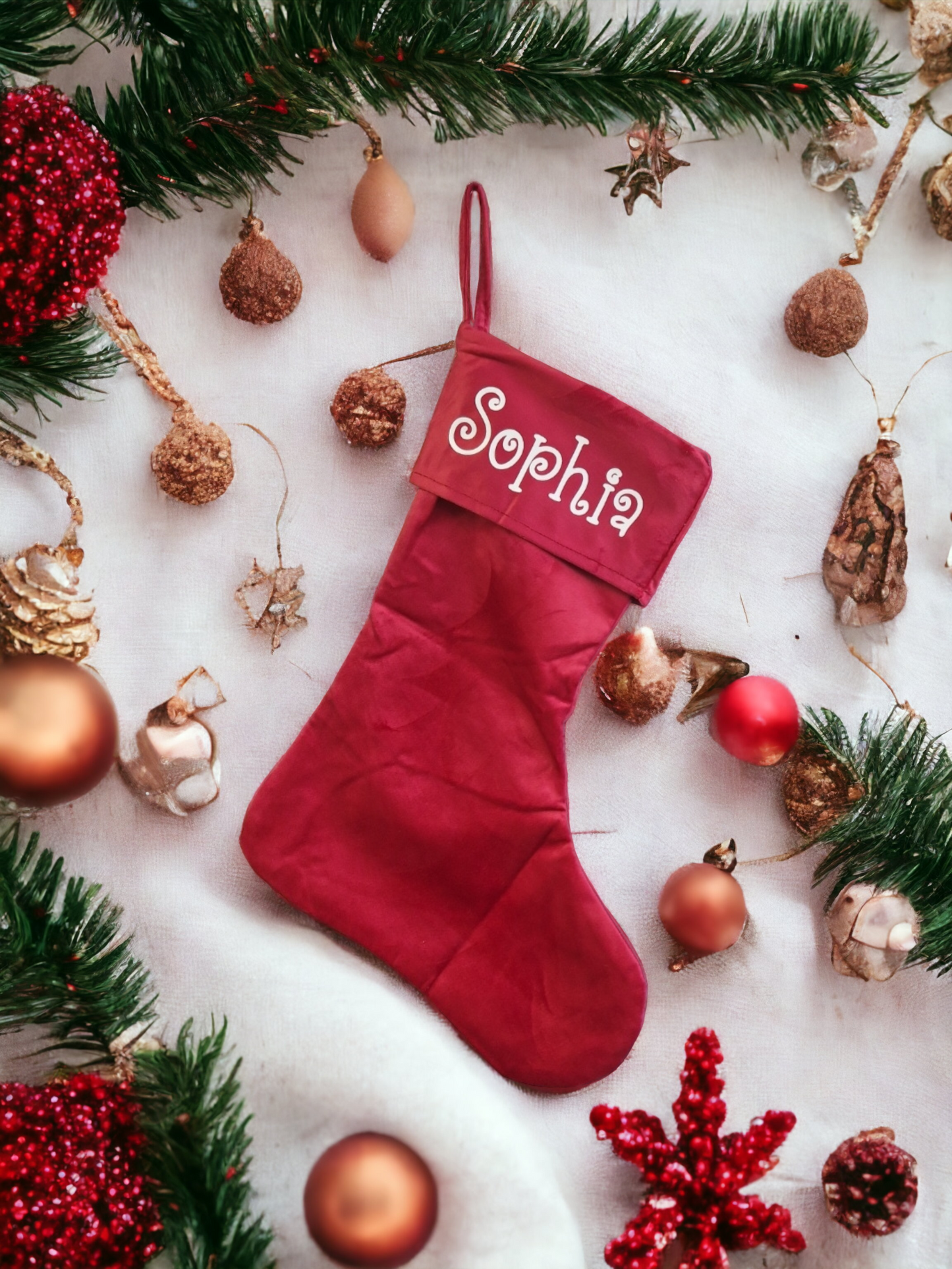 Red Velvet Style Christmas Stocking