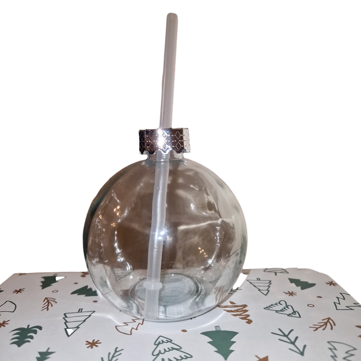 Bauble Drinking Glass With Straw