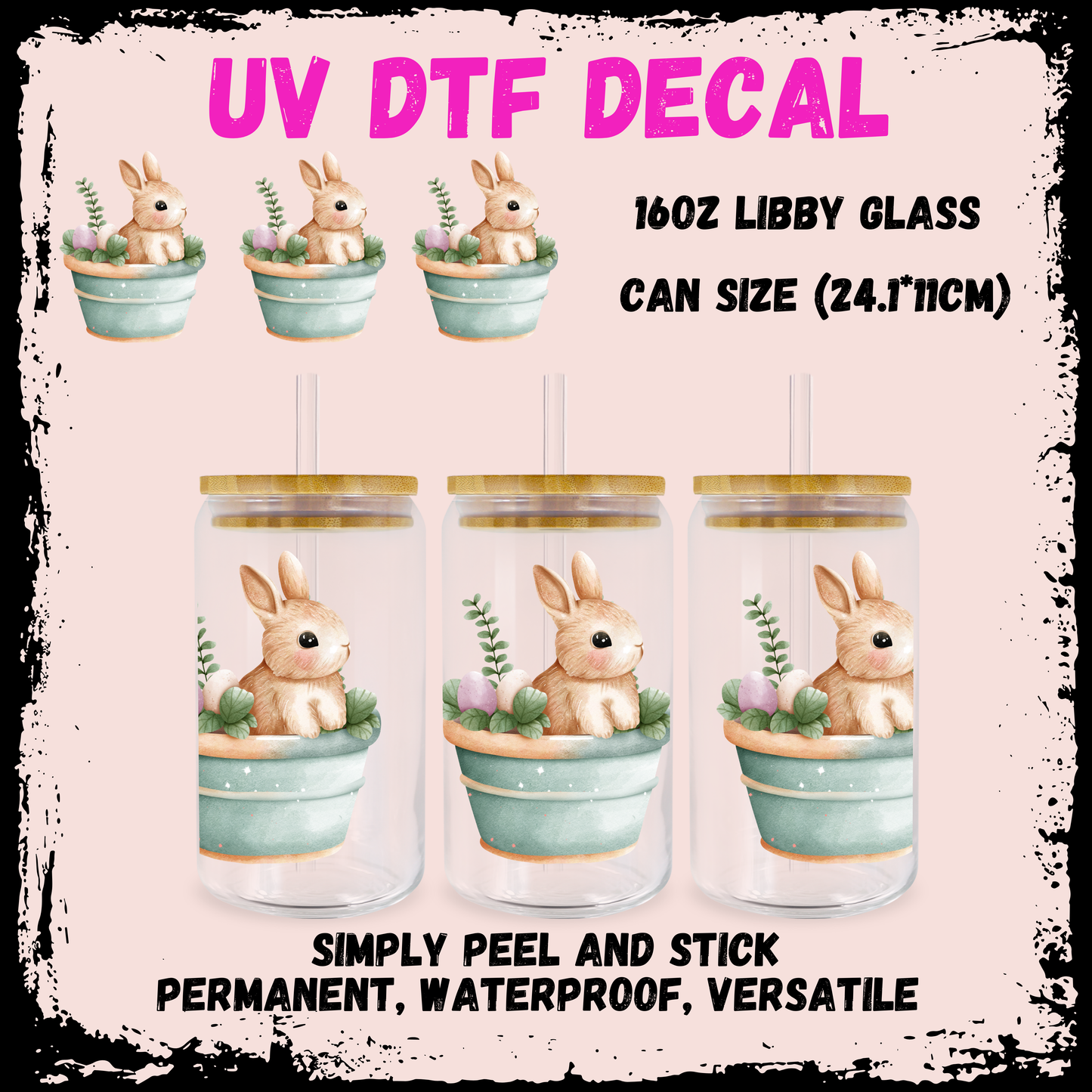 Easter UV DTF - Flower Pot Bunny