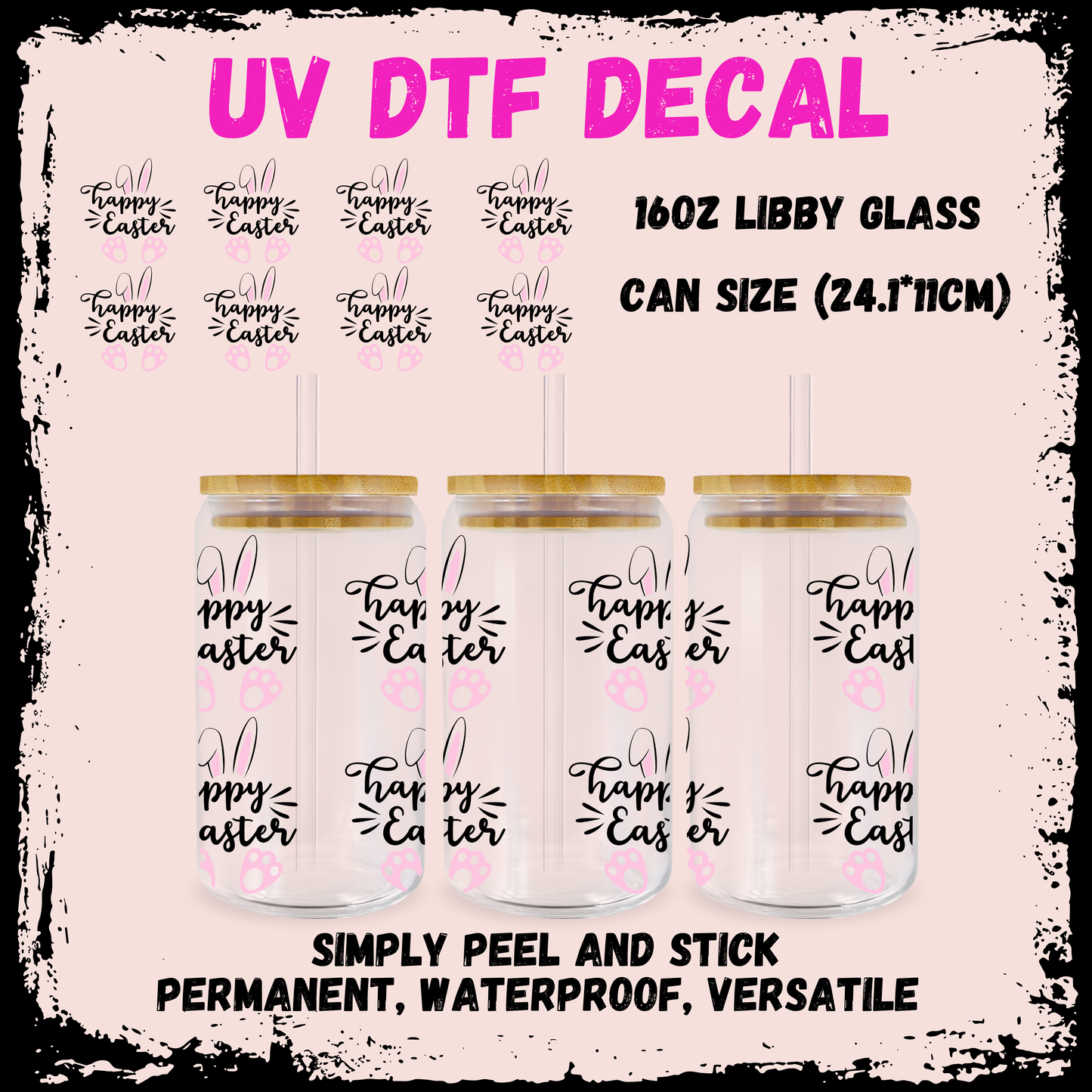 Easter UV DTF - Happy Easter PINK