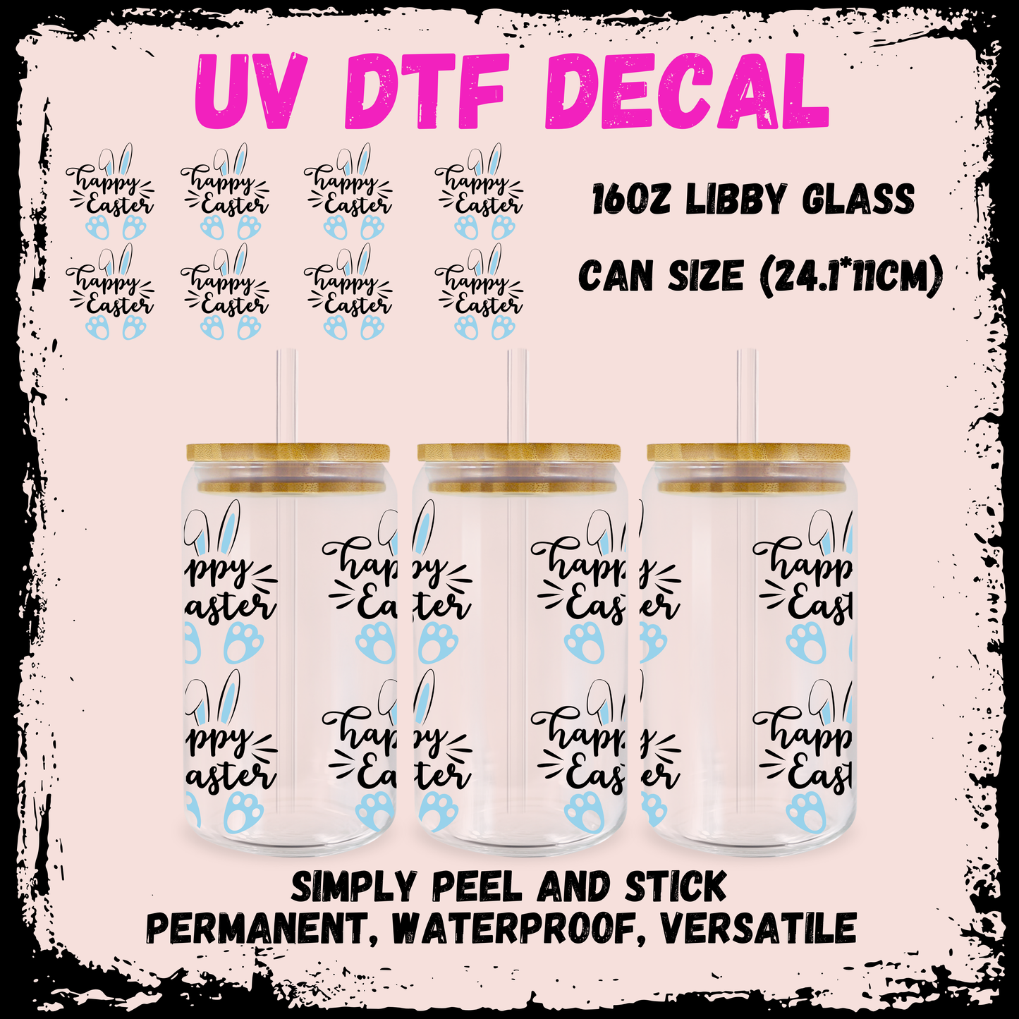 Easter UV DTF - Happy Easter BLUE