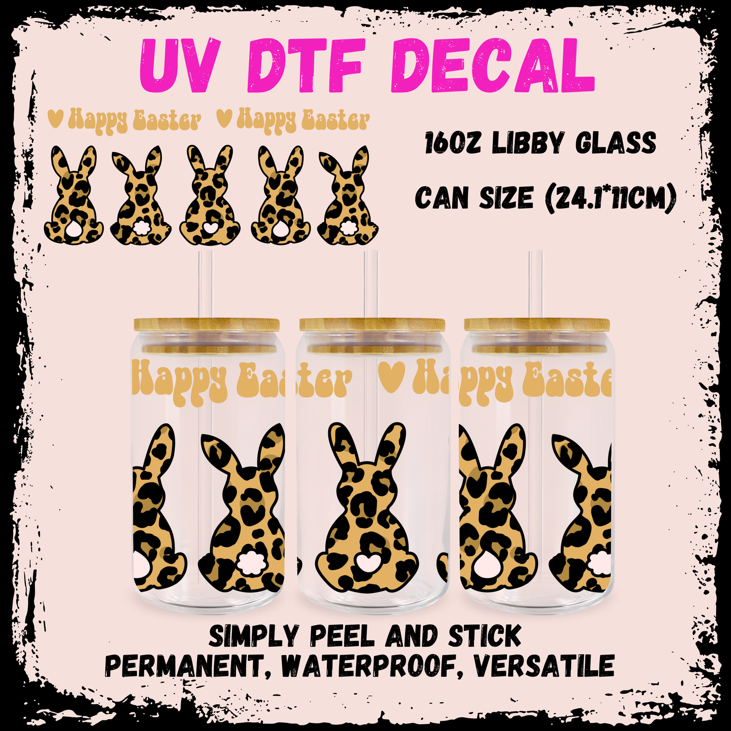 Easter UV DTF - Leopard Print Bunnies