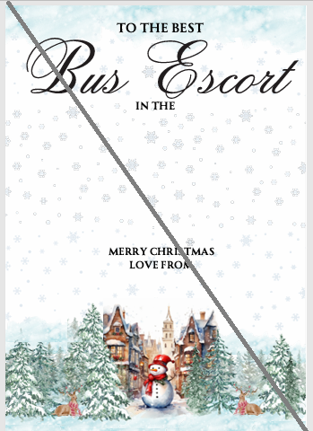 DIGITAL FILE - Christmas Galaxy Bar Board: Bus Driver & Bus Escort