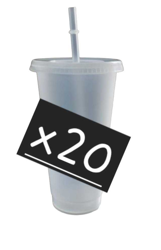 20* Frosted Clear Colour Cold Cups