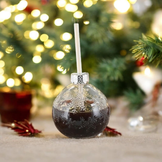 Bauble Drinking Glass With Straw