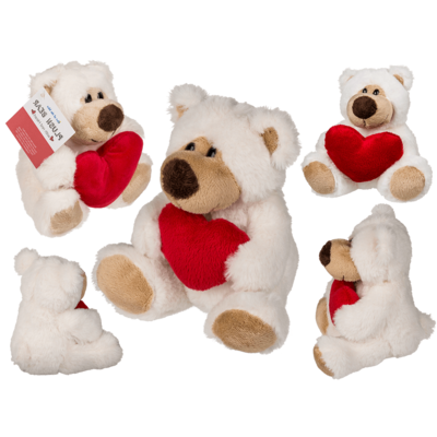 White Plus Bear With Blank Red Heart