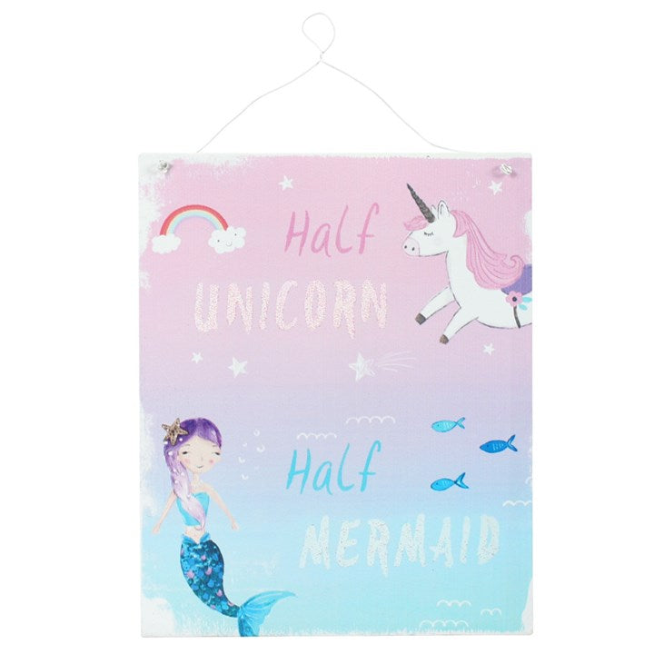 Half Mermaid, Half Unicorn Metal Sign