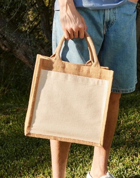 Cotton Pocket Jute Midi Tote