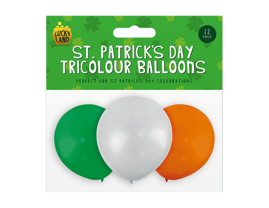 St. Patrick's Day Tricolour Balloons 12" 12pk